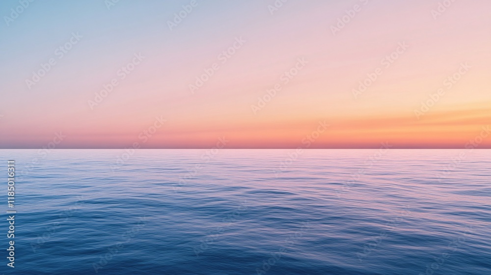 Obraz premium Calm ocean reflecting beautiful sunset colors in a serene landscape