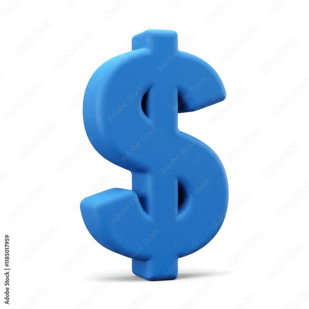 A 3D illustration of a large blue dollar sign isolated on a white background A 3D illustration of a large blue dollar sign isolated on a white background