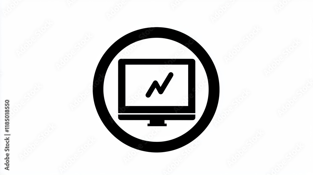 A simple black icon depicting a computer monitor with an upward trend line, symbolizing data analysis or financial growth. A simple black icon depicting a computer monitor with an upward trend line, symbolizing data analysis or financial growth.