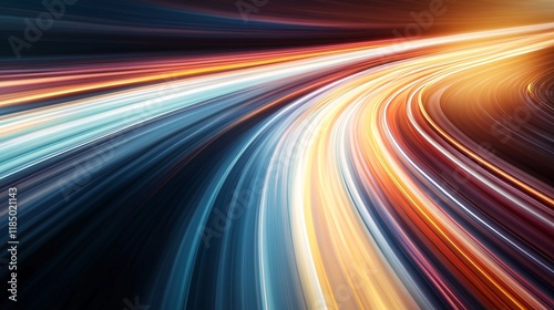 Speeding colorful light trails creating an abstract background