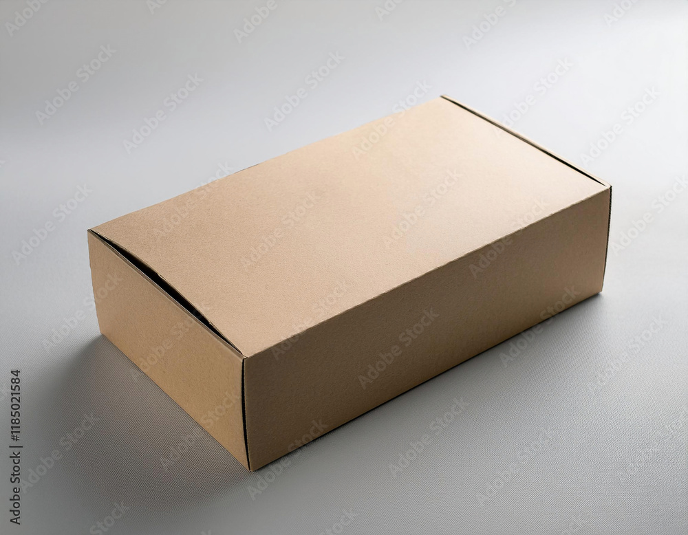 A light brown rectangular box sits on a gray surface.
A light brown rectangular box sits on a gray surface.