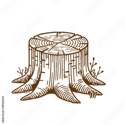 Tree stump vector, stump . stump line art vector illustration