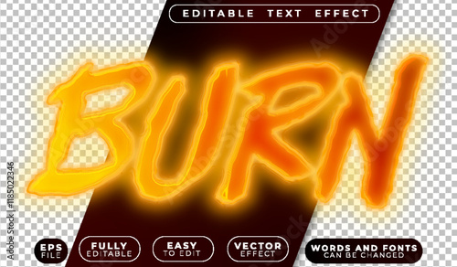 Burn Fire Blaze Heat  Inferno Fully Editable Vector Text File