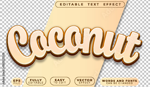 Coconut Tropical Snack Sweet Fully Editable Vector Text File