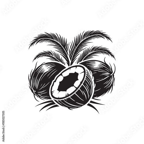 Coconut Vector Silhouette - Minimalist Coconut Design - Coconut Illustration.