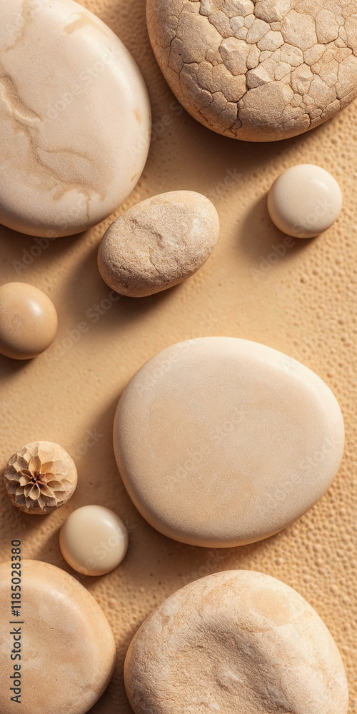 Concept photo of beige zen stones with space for text, stone photography Concept photo of beige zen stones with space for text, stone photography