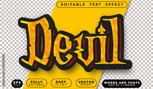 Demon Devil Horror Yellow Evil Fully Editable Vector Text File