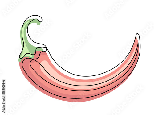 Red chili pepper line isolated on white background. Simple vegetable silhouette. Hand drawn chili pepper outline. Vector illustration