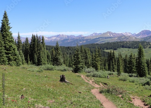Shrine Pass hiking trail near Vail, Colorado, USA.