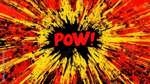 Comic book explosion graphic design with word POW!. (2) photo