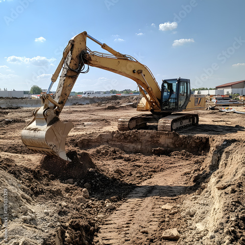 excavator work on construction site