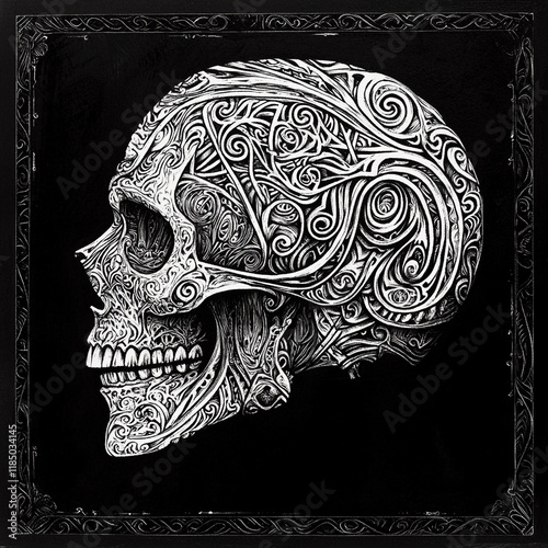 Wallpaper Mural Maori Tribal black and white illustration Torontodigital.ca