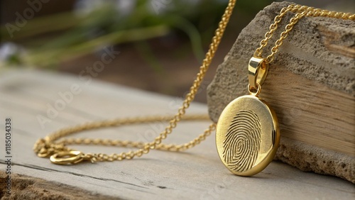 Personalized Custom Golden Jewelry Necklace Pendant with Fingerprint Engraved