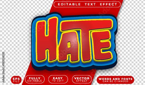 Red Hate Anger Fully Editable Vector Text File