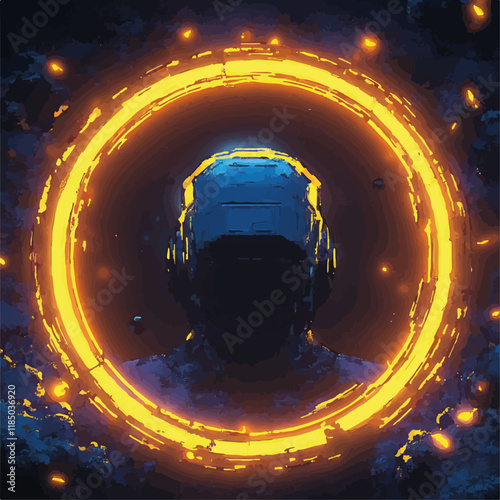 Vektorisiert aus derm Package: rpg, fantasy, game, board, symmetrisch, neon, nerd, außerirdisch, ufo, trek, wars, Allianz, portal, planet, galaxy, 