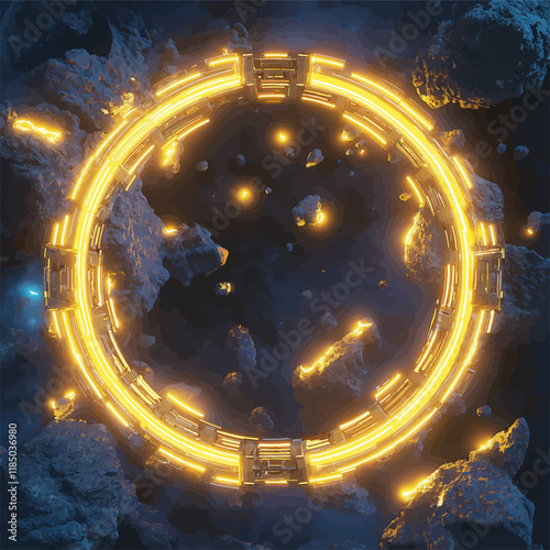 Vektorisiert aus derm Package: rpg, fantasy, game, board, symmetrisch, neon, nerd, außerirdisch, ufo, trek, wars, Allianz, portal, planet, galaxy, 