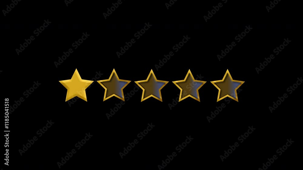 1 out of 5 5 Gold star rating with transparent alpha layer and light sweep shine [4K]
