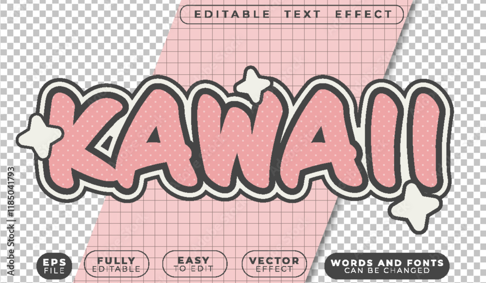 Fototapeta premium Cute Kawaii Girl Anime Manga Fully Editable Vector Text File