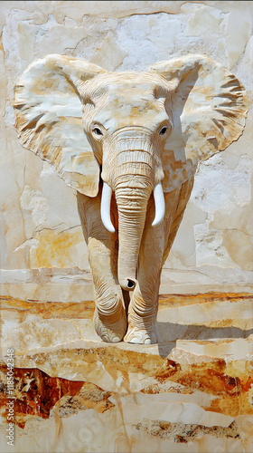 Wallpaper Mural Ethereal Elegance: The Majestic Ivory Elephant on a Sunlit Savanna Torontodigital.ca