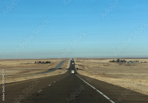 Long interstate highway heading west to Denver, Colorado.