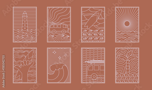 Photography Retro style, bohemian linear surfing, ocean, sea badge, icon, design