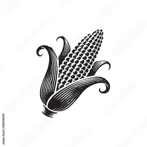 Corn Cob Silhouette - Corn Cob Vector - Illustration of Corn Cob.