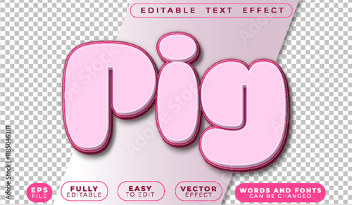 Pink Pig Animal Farm Fully Editable Vector Text File
