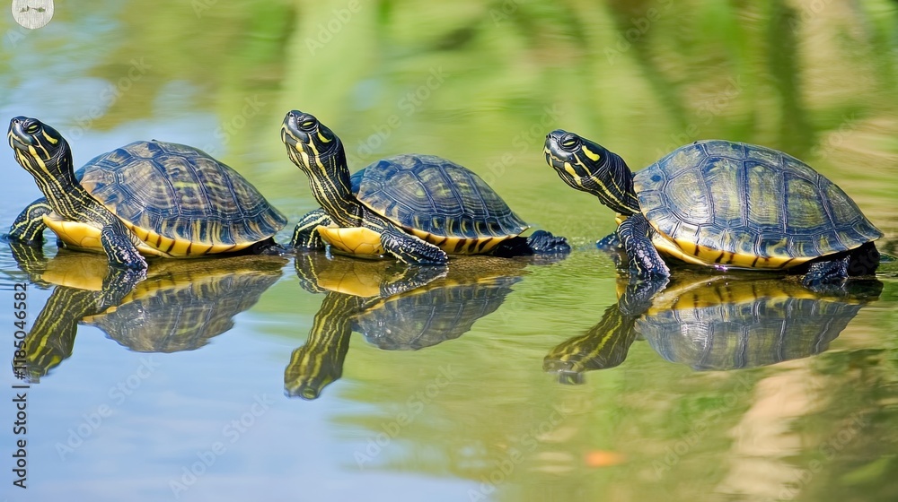 Yellow-spotted river turtles enjoying a sunny day in the amazon rainforest Yellow-spotted river turtles enjoying a sunny day in the amazon rainforest