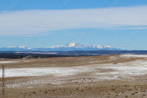 Pikes Peak view winter landscape