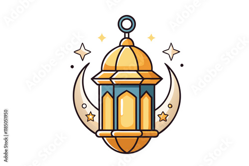 Colorful Ramadan lantern artwork featuring intricate details, crescent moon, and stars, representing light, faith, and Islamic culture