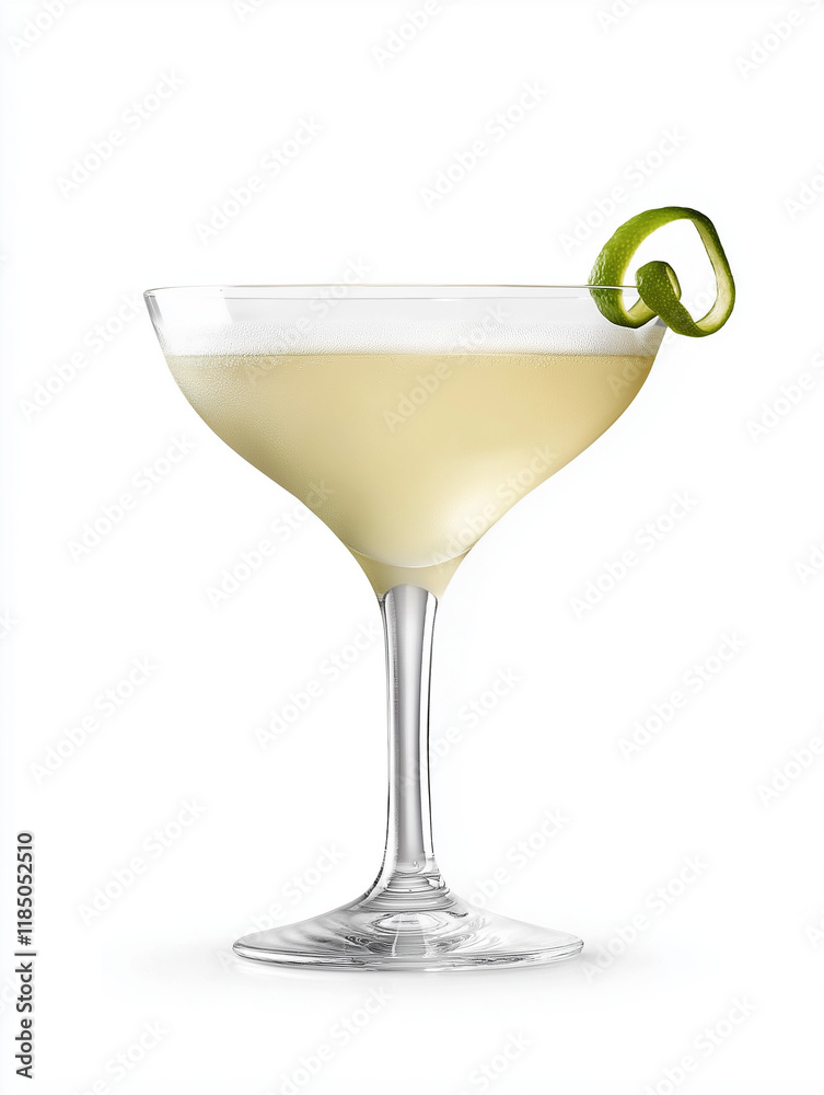 Sophisticated cosmopolitan cocktail served in a martini glass with a lime twist garnish, perfect for elegant drink photography