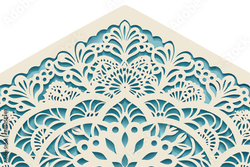 Sophisticated laser cut paper pattern showcasing ornate floral and curved motifs for weddings, celebrations, and premium stationary