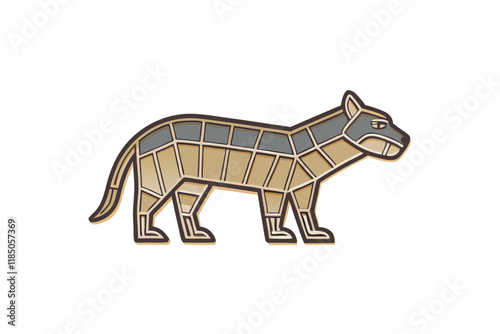 Abstract geometric laser cut design of an animal silhouette, flat style illustration