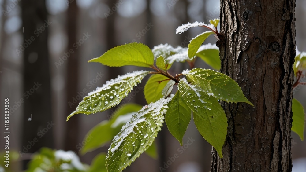 Obraz premium spring background with snow melted