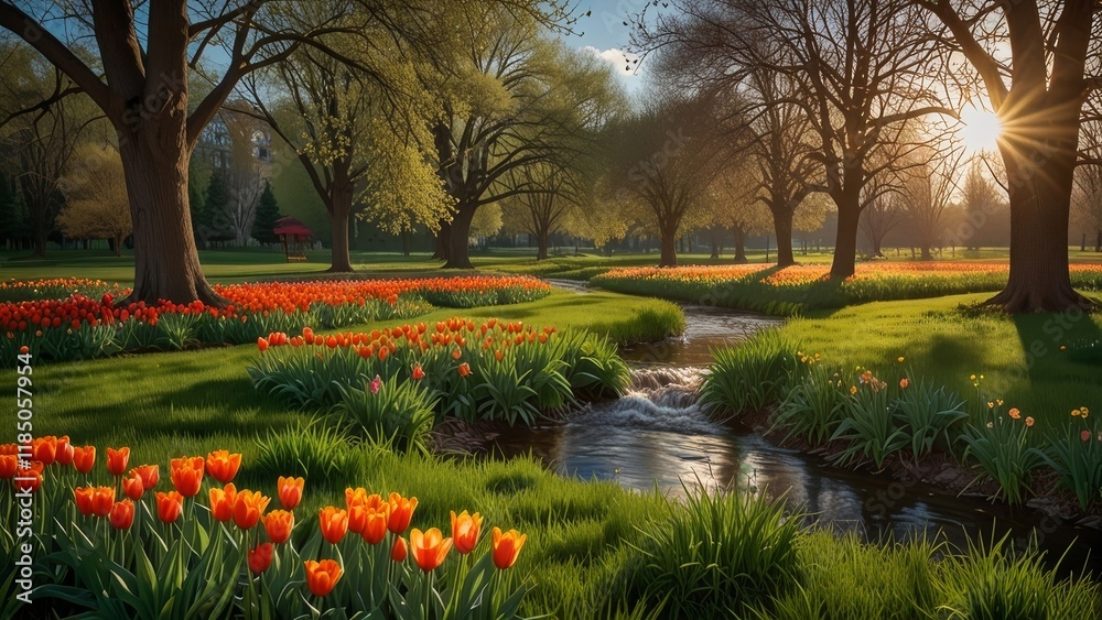 Obraz premium spring background with snow melted