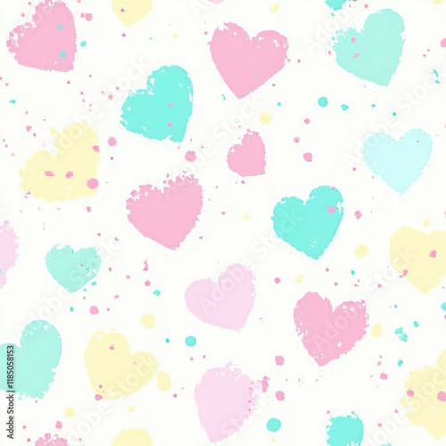 Wallpaper Mural Seamless pattern with different hearts showcased in pastel colors Torontodigital.ca