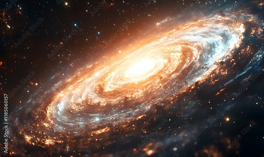 Fototapeta premium a Shining Spiral Galaxy Unveiling Its Cosmic Beauty