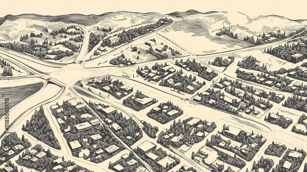 Fototapeta premium Retro us city map of glenwood, washington. vintage street map. Glowwood. Illustration