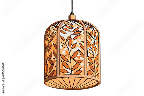 Beautifully detailed bamboo light fixture with nature inspired laser cut patterns, perfect for creating a cozy and contemporary atmosphere