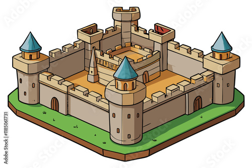 Intricate laser cut wooden model of a historic castle with fortified walls, perfect for display, education, or collectible purposes