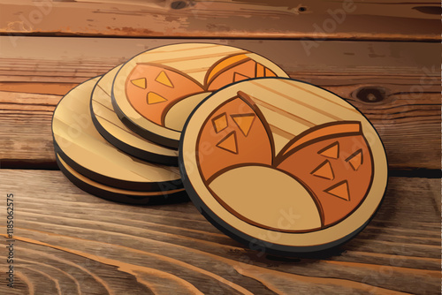 Artistic laser cut coasters made of wood with unique abstract designs for home decor and functional use