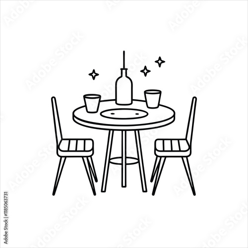Modern Dining Table Vector Art on White Background