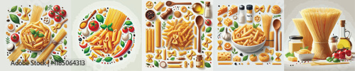 vector set of pasta dishes from Italy