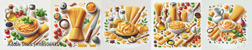 vector set of pasta dishes from Italy