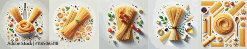 vector set of pasta dishes from Italy