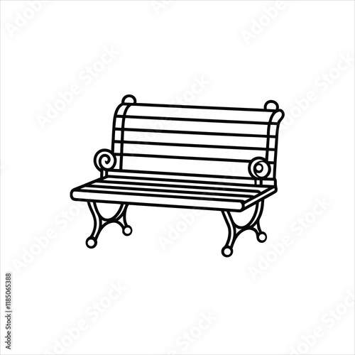 Stylish Bench Design Vector Art on White Background