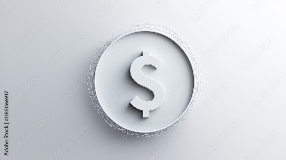 A minimalistic white dollar sign icon, symbolizing finance and currency in a modern design. A minimalistic white dollar sign icon, symbolizing finance and currency in a modern design.