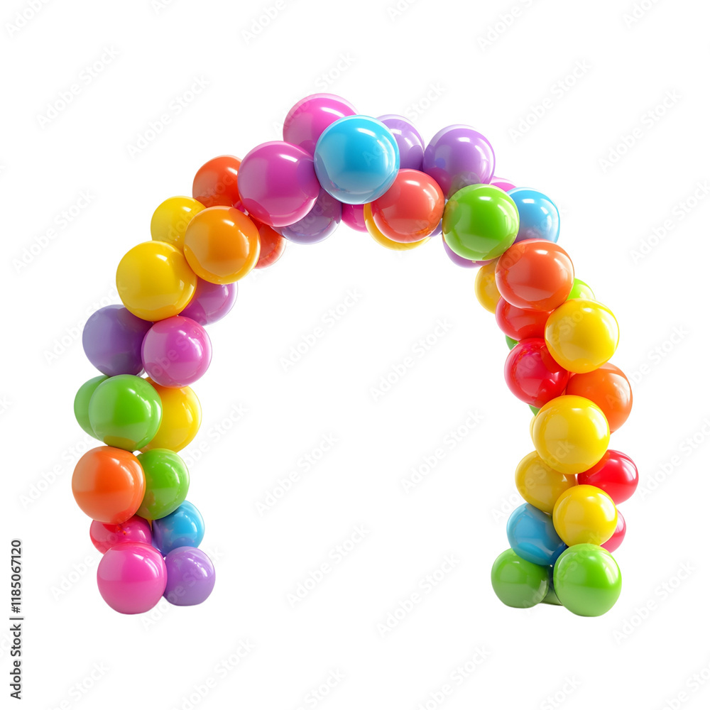 Rainbow Colored Balloon Arch on transparent background Rainbow Colored Balloon Arch on transparent background