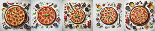 vector set of delicious pizza dishes