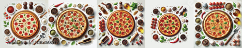 vector set of delicious pizza dishes